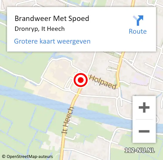 Locatie op kaart van de 112 melding: Brandweer Met Spoed Naar Dronrijp, It Heech op 19 februari 2022 06:19