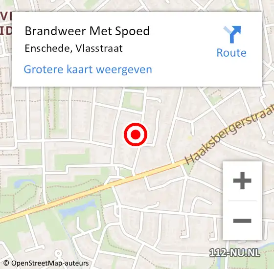 Locatie op kaart van de 112 melding: Brandweer Met Spoed Naar Enschede, Vlasstraat op 19 februari 2022 06:36