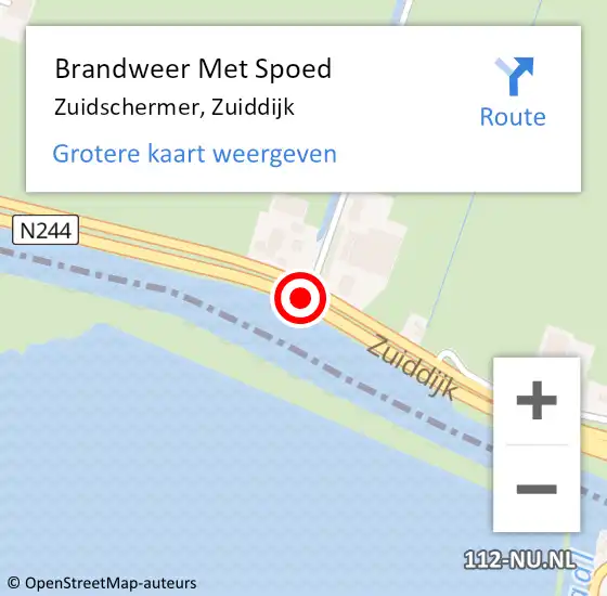 Locatie op kaart van de 112 melding: Brandweer Met Spoed Naar Zuidschermer, Zuiddijk op 8 juli 2014 19:28