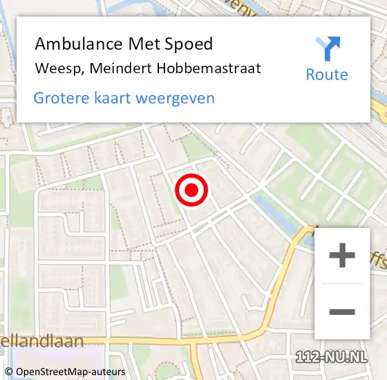 Locatie op kaart van de 112 melding: Ambulance Met Spoed Naar Weesp, Meindert Hobbemastraat op 19 februari 2022 06:41