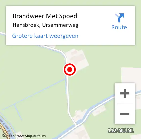 Locatie op kaart van de 112 melding: Brandweer Met Spoed Naar Hensbroek, Ursemmerweg op 19 februari 2022 06:43