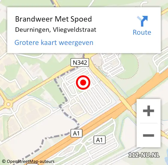 Locatie op kaart van de 112 melding: Brandweer Met Spoed Naar Deurningen, Vliegveldstraat op 19 februari 2022 06:46