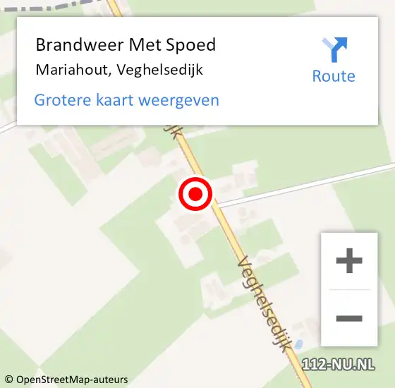 Locatie op kaart van de 112 melding: Brandweer Met Spoed Naar Mariahout, Veghelsedijk op 19 februari 2022 06:56