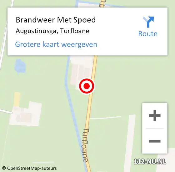 Locatie op kaart van de 112 melding: Brandweer Met Spoed Naar Augustinusga, Turfloane op 19 februari 2022 06:57