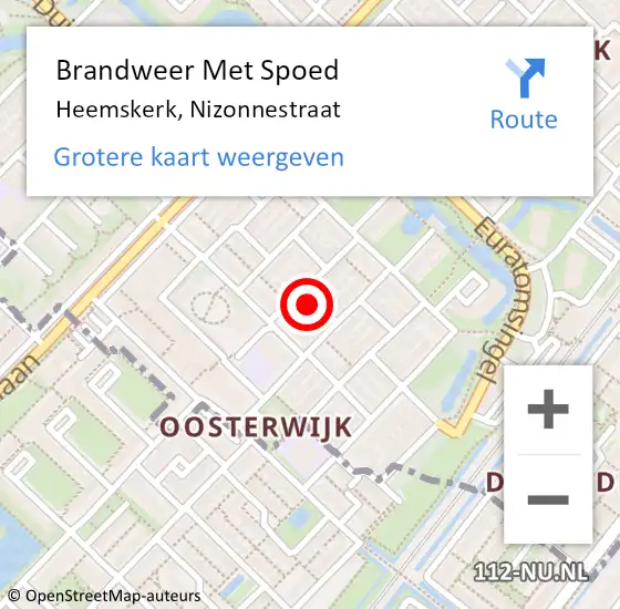 Locatie op kaart van de 112 melding: Brandweer Met Spoed Naar Heemskerk, Nizonnestraat op 19 februari 2022 06:59