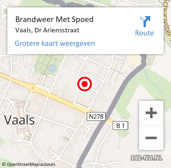 Locatie op kaart van de 112 melding: Brandweer Met Spoed Naar Vaals, Dr Ariensstraat op 19 februari 2022 07:07