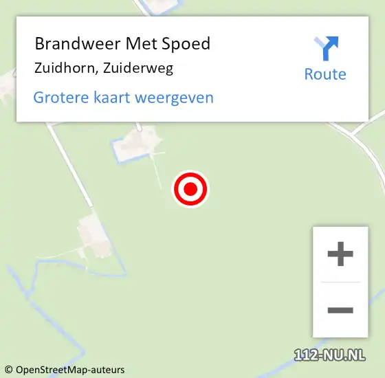 Locatie op kaart van de 112 melding: Brandweer Met Spoed Naar Zuidhorn, Zuiderweg op 19 februari 2022 07:10