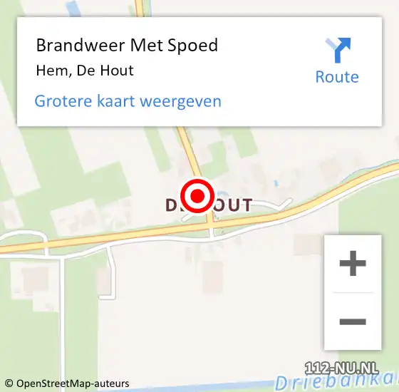 Locatie op kaart van de 112 melding: Brandweer Met Spoed Naar Hem, De Hout op 19 februari 2022 07:12