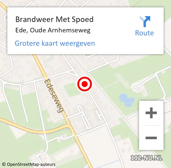 Locatie op kaart van de 112 melding: Brandweer Met Spoed Naar Ede, Oude Arnhemseweg op 19 februari 2022 07:21