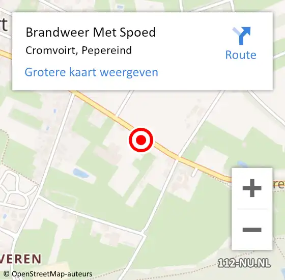 Locatie op kaart van de 112 melding: Brandweer Met Spoed Naar Cromvoirt, Pepereind op 19 februari 2022 07:27