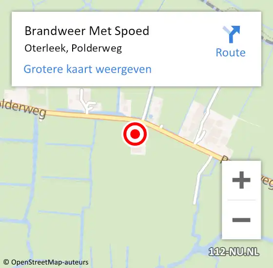 Locatie op kaart van de 112 melding: Brandweer Met Spoed Naar Oterleek, Polderweg op 19 februari 2022 07:34