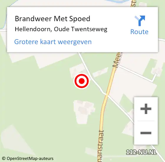 Locatie op kaart van de 112 melding: Brandweer Met Spoed Naar Hellendoorn, Oude Twentseweg op 19 februari 2022 07:36