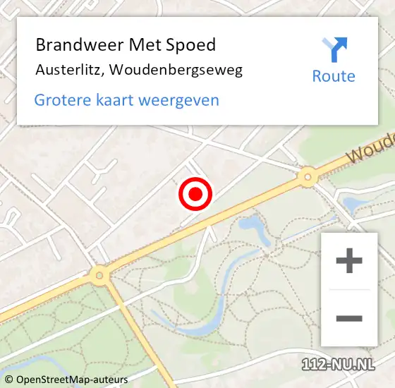 Locatie op kaart van de 112 melding: Brandweer Met Spoed Naar Austerlitz, Woudenbergseweg op 19 februari 2022 07:40