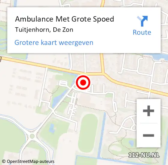 Locatie op kaart van de 112 melding: Ambulance Met Grote Spoed Naar Tuitjenhorn, De Zon op 19 februari 2022 07:41