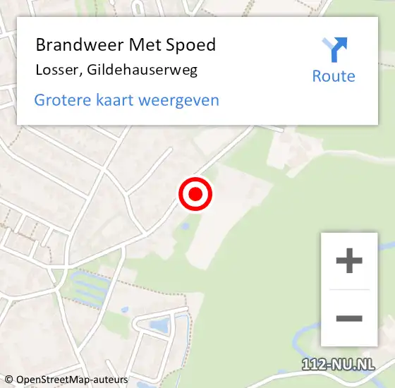 Locatie op kaart van de 112 melding: Brandweer Met Spoed Naar Losser, Gildehauserweg op 19 februari 2022 07:43