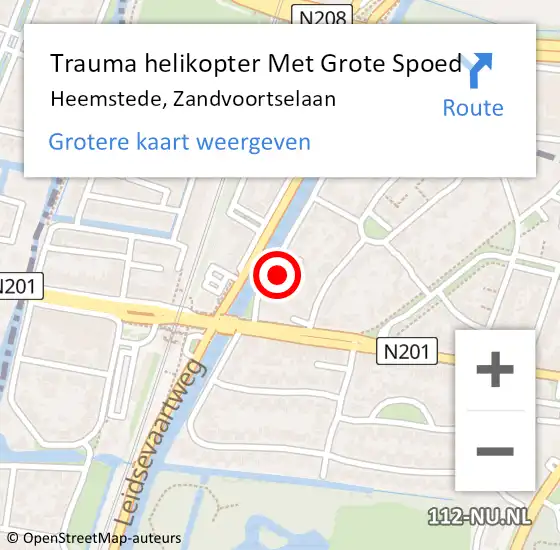 Locatie op kaart van de 112 melding: Trauma helikopter Met Grote Spoed Naar Heemstede, Zandvoortselaan op 19 februari 2022 07:47