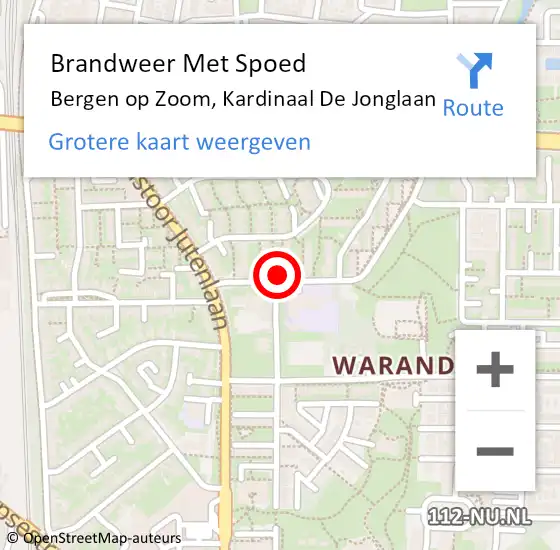 Locatie op kaart van de 112 melding: Brandweer Met Spoed Naar Bergen op Zoom, Kardinaal De Jonglaan op 19 februari 2022 07:50