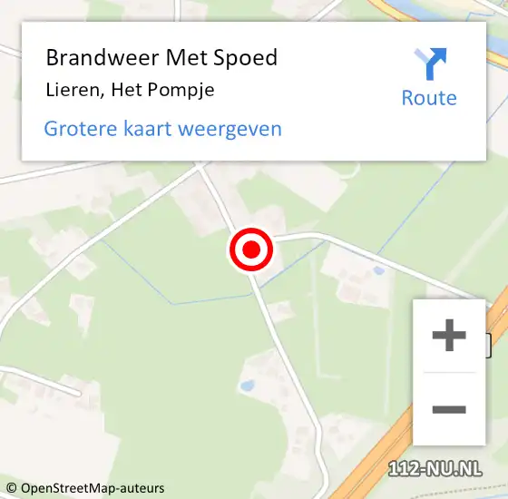 Locatie op kaart van de 112 melding: Brandweer Met Spoed Naar Lieren, Het Pompje op 19 februari 2022 07:53