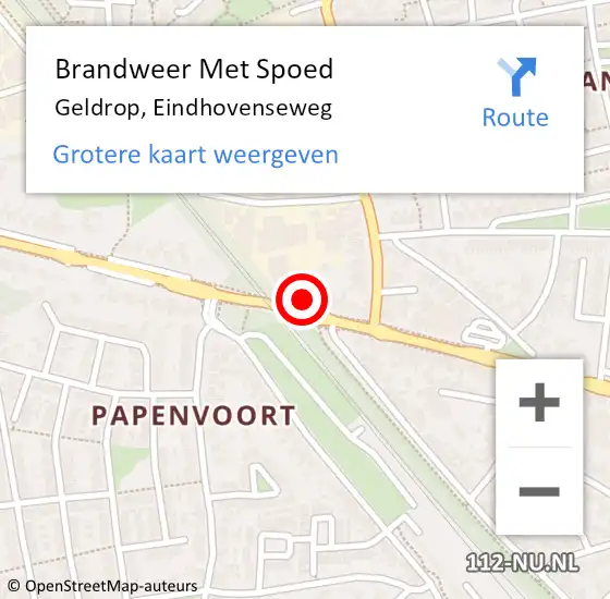 Locatie op kaart van de 112 melding: Brandweer Met Spoed Naar Geldrop, Eindhovenseweg op 19 februari 2022 07:54