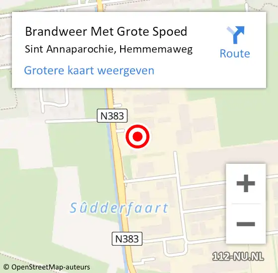 Locatie op kaart van de 112 melding: Brandweer Met Grote Spoed Naar Sint Annaparochie, Hemmemaweg op 19 februari 2022 07:57