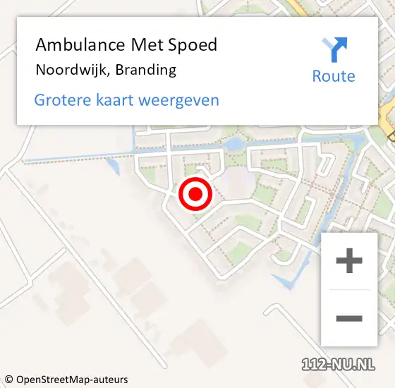 Locatie op kaart van de 112 melding: Ambulance Met Spoed Naar Noordwijk, Branding op 19 februari 2022 07:59