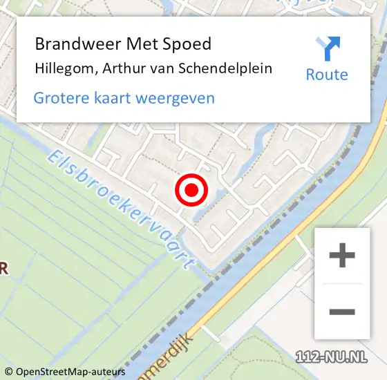 Locatie op kaart van de 112 melding: Brandweer Met Spoed Naar Hillegom, Arthur van Schendelplein op 19 februari 2022 08:01