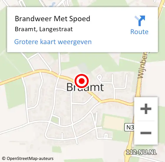 Locatie op kaart van de 112 melding: Brandweer Met Spoed Naar Braamt, Langestraat op 19 februari 2022 08:01