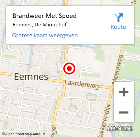 Locatie op kaart van de 112 melding: Brandweer Met Spoed Naar Eemnes, De Minnehof op 19 februari 2022 08:02