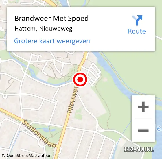 Locatie op kaart van de 112 melding: Brandweer Met Spoed Naar Hattem, Nieuweweg op 19 februari 2022 08:05