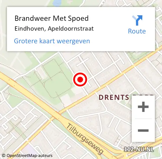 Locatie op kaart van de 112 melding: Brandweer Met Spoed Naar Eindhoven, Apeldoornstraat op 19 februari 2022 08:06