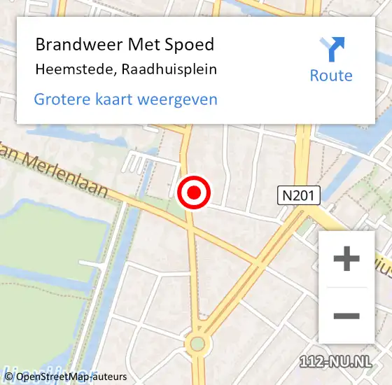 Locatie op kaart van de 112 melding: Brandweer Met Spoed Naar Heemstede, Raadhuisplein op 19 februari 2022 08:11