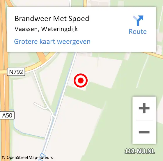 Locatie op kaart van de 112 melding: Brandweer Met Spoed Naar Vaassen, Weteringdijk op 19 februari 2022 08:12