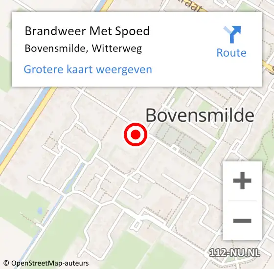 Locatie op kaart van de 112 melding: Brandweer Met Spoed Naar Bovensmilde, Witterweg op 19 februari 2022 08:15