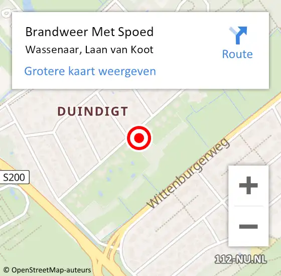 Locatie op kaart van de 112 melding: Brandweer Met Spoed Naar Wassenaar, Laan van Koot op 19 februari 2022 08:19