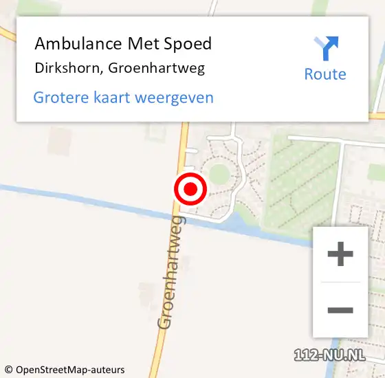 Locatie op kaart van de 112 melding: Ambulance Met Spoed Naar Dirkshorn, Groenhartweg op 19 februari 2022 08:19