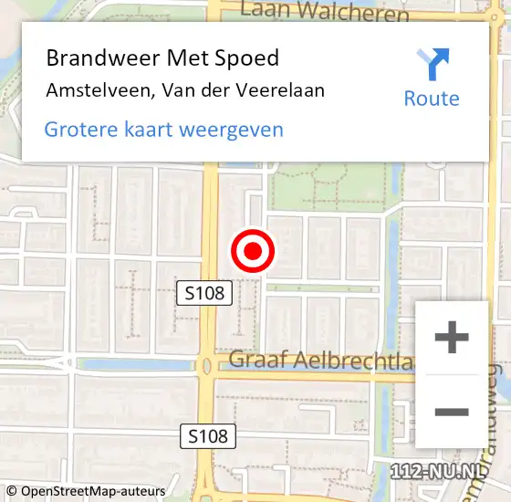 Locatie op kaart van de 112 melding: Brandweer Met Spoed Naar Amstelveen, Van der Veerelaan op 19 februari 2022 08:23