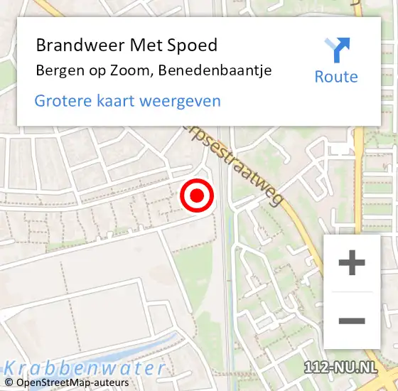Locatie op kaart van de 112 melding: Brandweer Met Spoed Naar Bergen op Zoom, Benedenbaantje op 19 februari 2022 08:26
