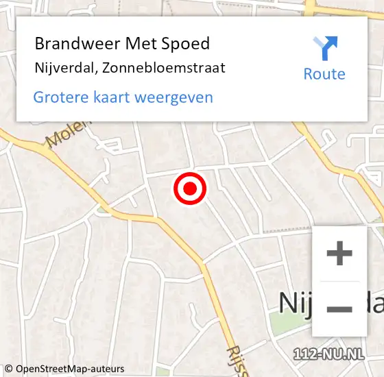 Locatie op kaart van de 112 melding: Brandweer Met Spoed Naar Nijverdal, Zonnebloemstraat op 19 februari 2022 08:27