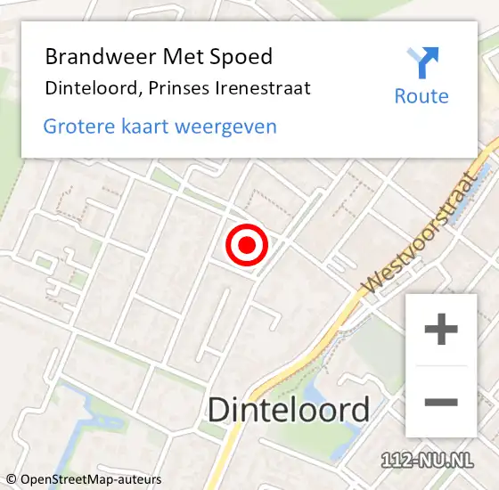 Locatie op kaart van de 112 melding: Brandweer Met Spoed Naar Dinteloord, Prinses Irenestraat op 19 februari 2022 08:32