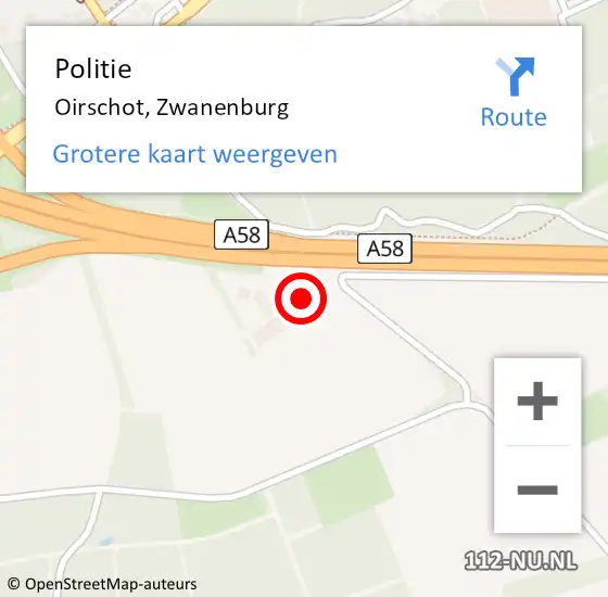 Locatie op kaart van de 112 melding: Politie Oirschot, Zwanenburg op 19 februari 2022 08:33