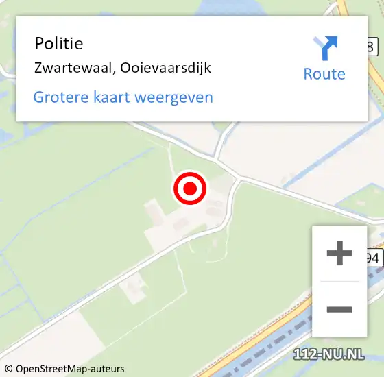 Locatie op kaart van de 112 melding: Politie Zwartewaal, Ooievaarsdijk op 19 februari 2022 08:33