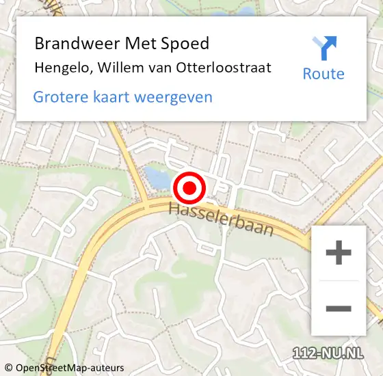 Locatie op kaart van de 112 melding: Brandweer Met Spoed Naar Hengelo, Willem van Otterloostraat op 19 februari 2022 08:34