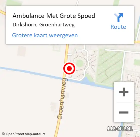 Locatie op kaart van de 112 melding: Ambulance Met Grote Spoed Naar Dirkshorn, Groenhartweg op 19 februari 2022 08:39