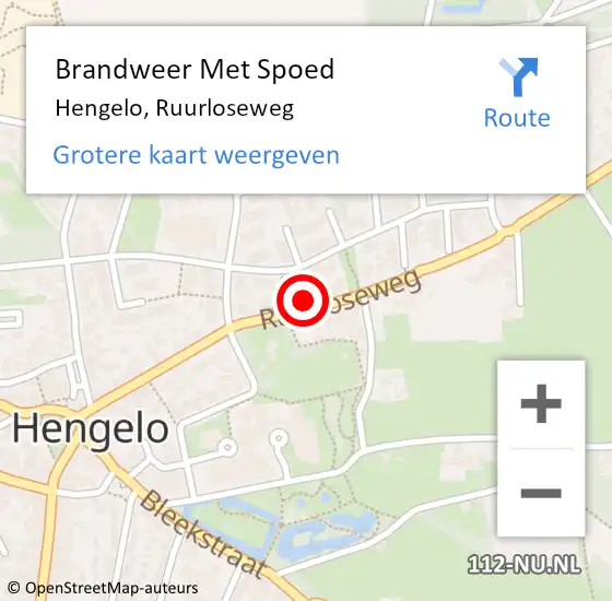 Locatie op kaart van de 112 melding: Brandweer Met Spoed Naar Hengelo, Ruurloseweg op 19 februari 2022 08:40