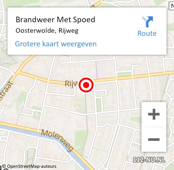 Locatie op kaart van de 112 melding: Brandweer Met Spoed Naar Oosterwolde, Rijweg op 19 februari 2022 08:46