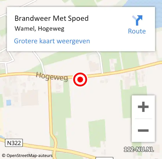 Locatie op kaart van de 112 melding: Brandweer Met Spoed Naar Wamel, Hogeweg op 19 februari 2022 08:48