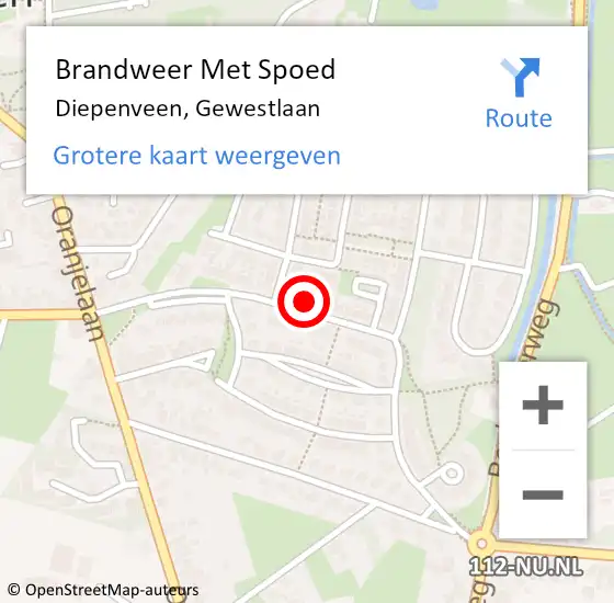 Locatie op kaart van de 112 melding: Brandweer Met Spoed Naar Diepenveen, Gewestlaan op 19 februari 2022 08:48