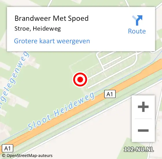 Locatie op kaart van de 112 melding: Brandweer Met Spoed Naar Stroe, Heideweg op 19 februari 2022 08:49