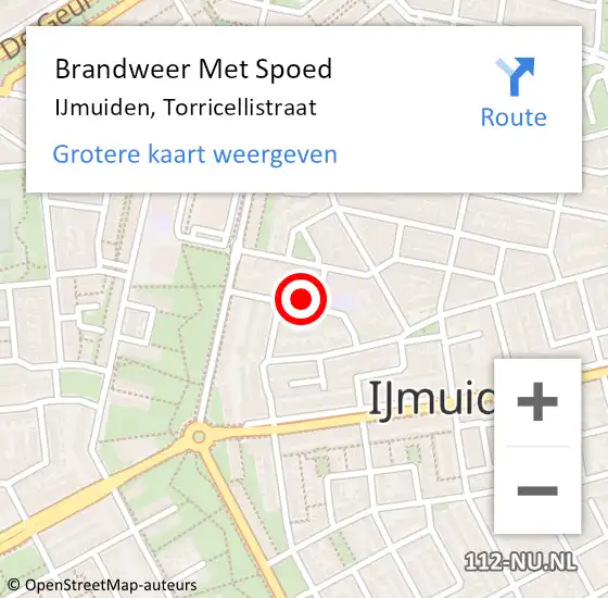 Locatie op kaart van de 112 melding: Brandweer Met Spoed Naar IJmuiden, Torricellistraat op 19 februari 2022 08:49