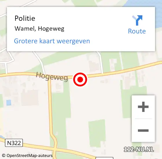 Locatie op kaart van de 112 melding: Politie Wamel, Hogeweg op 19 februari 2022 08:56